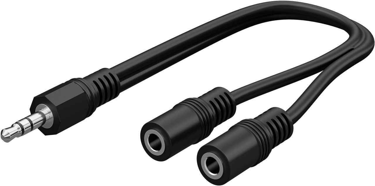 Wentronic 3.5 mm Audio Y Cable Adapter, 1x Male to 2x Female Stereo