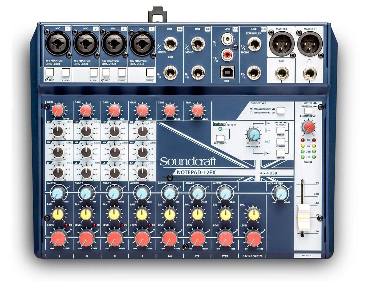 Soundcraft NOTEPAD 12FX, 4 Mik, 2 Stereo, USB, FX mikser