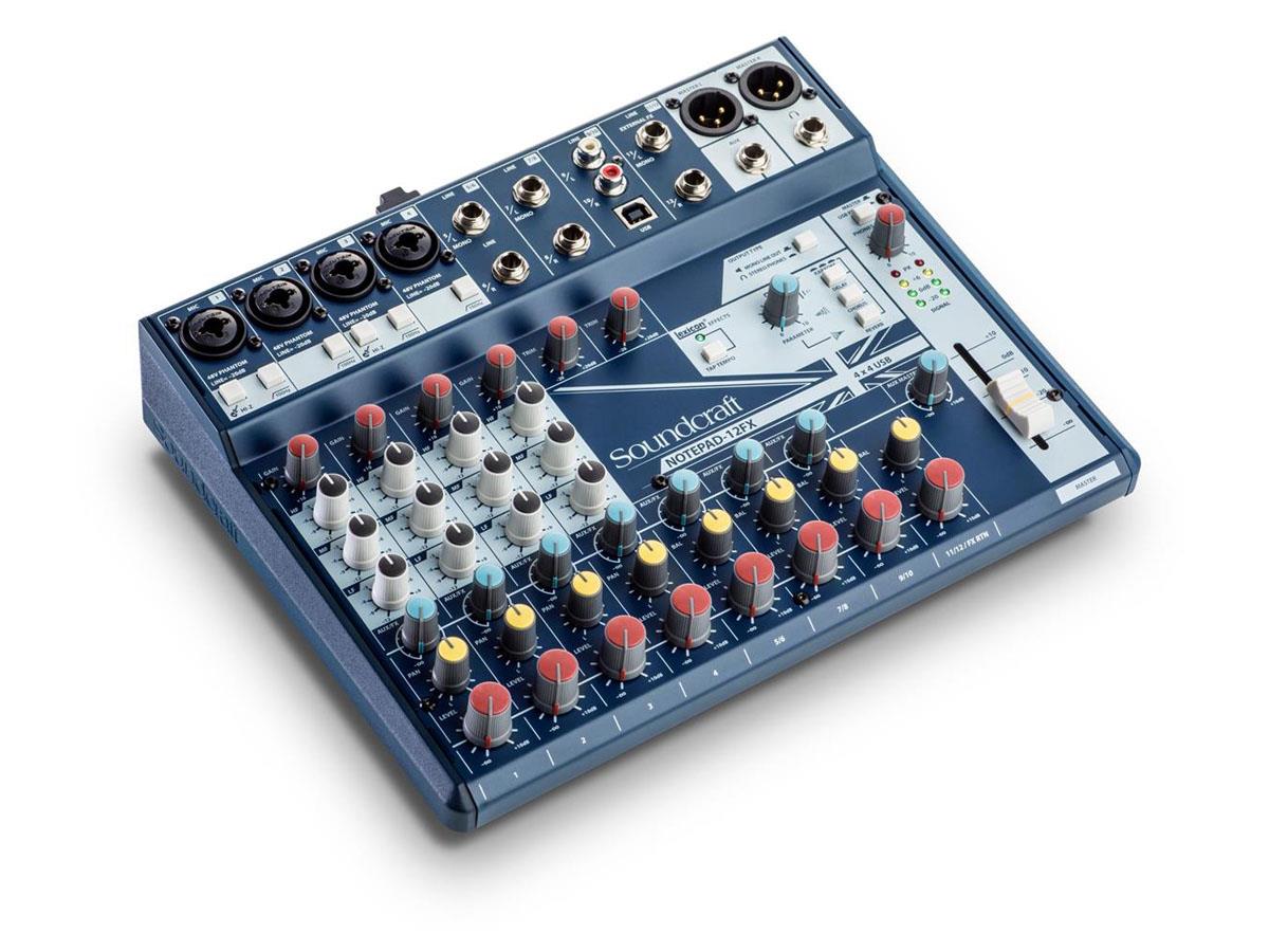 Soundcraft NOTEPAD 12FX, 4 Mik, 2 Stereo, USB, FX mikser