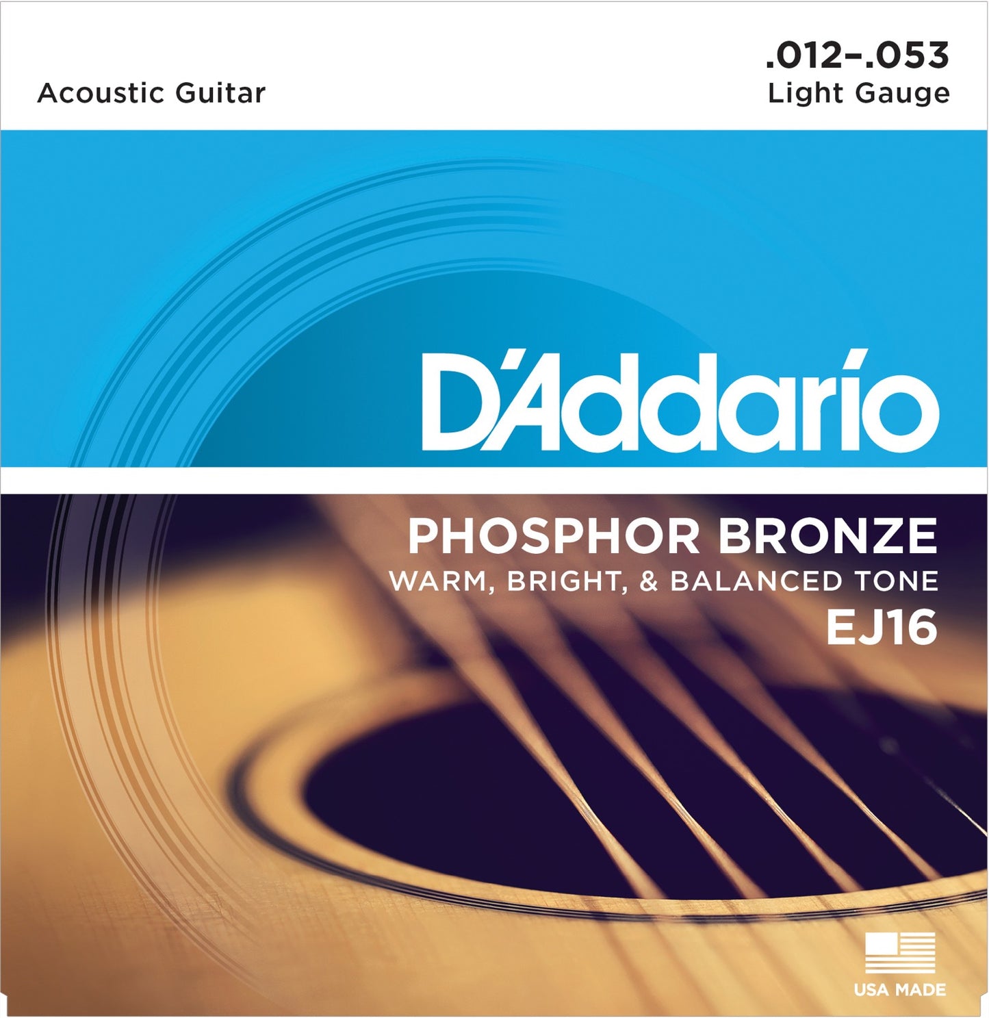D'Addario strengesett akk.gitar - EJ16 Light 012 - 053 phosphor bronze