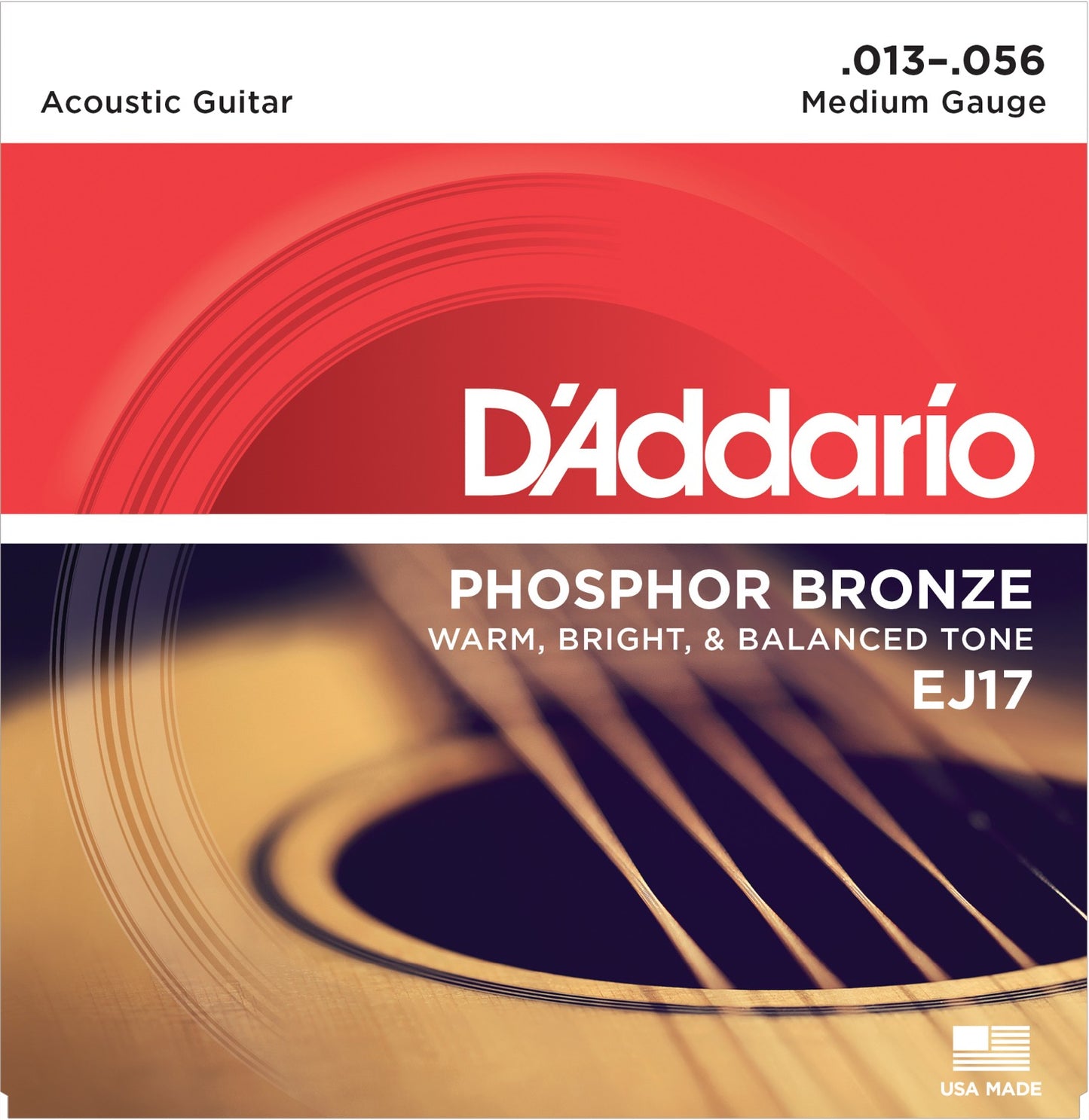 D'Addario strengesett akk.gitar - EJ17 Medium 013 - 056 phosphor bronze