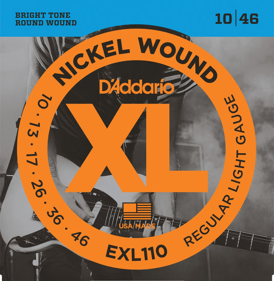 D'Addario XL strengesett el.gitar - EXL110. Regulat Light. 010 - 046