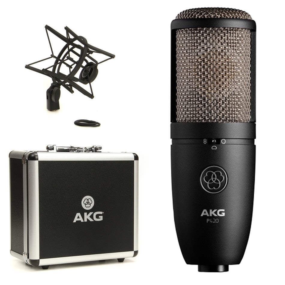AKG P420 Kondensatormikrofon, Stormembran, Multikarakteristikk med koffert og tilbehør