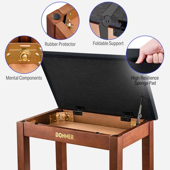 Donner Bench pianokrakk brun