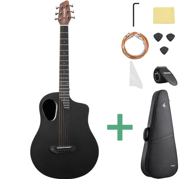 Donner RISING-G1 stålstrengsgitar, gitarpakke