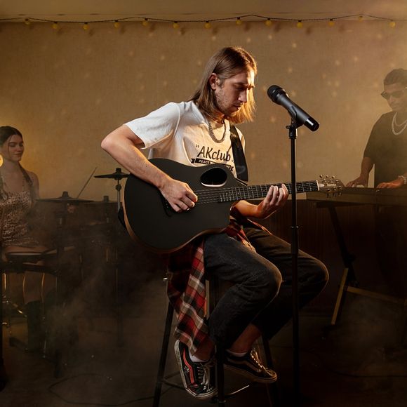 Donner RISING-G1 stålstrengsgitar, gitarpakke