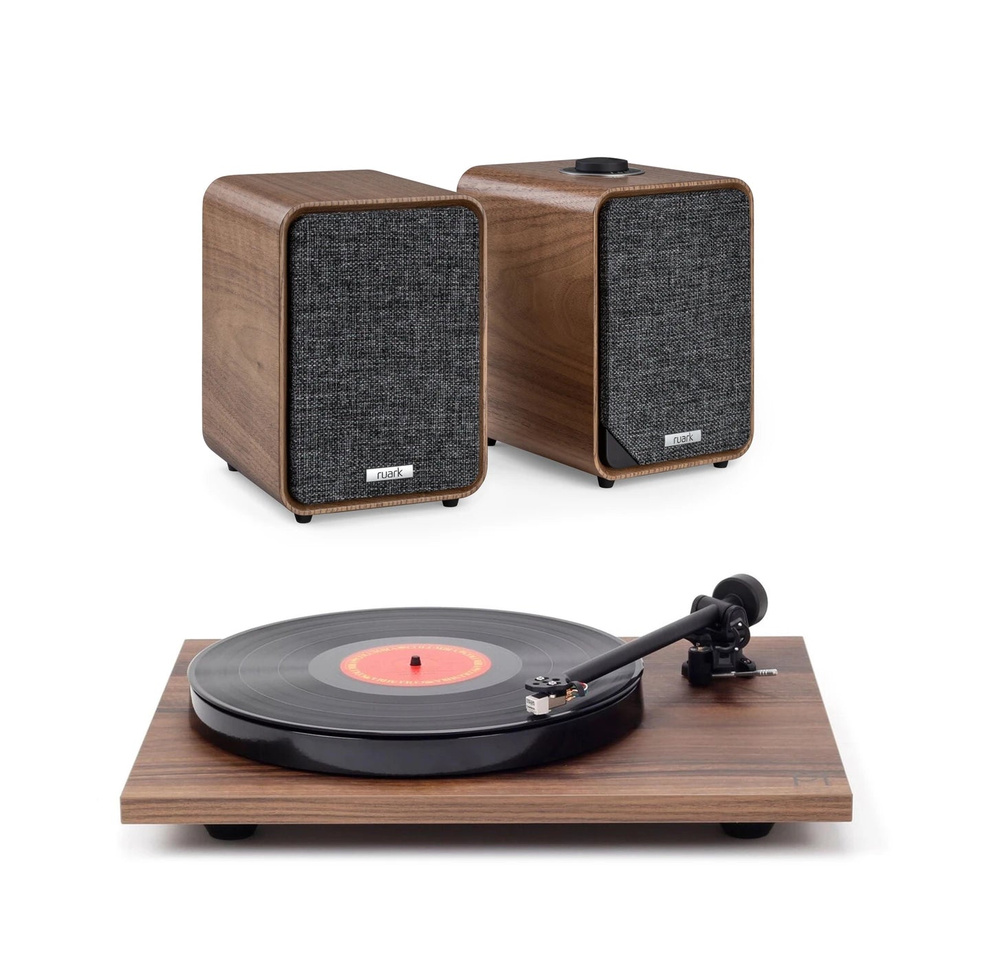 Ruark MR1 Mk3 / Rega Planar 1, Walnut Aktive høyttalere og platespiller