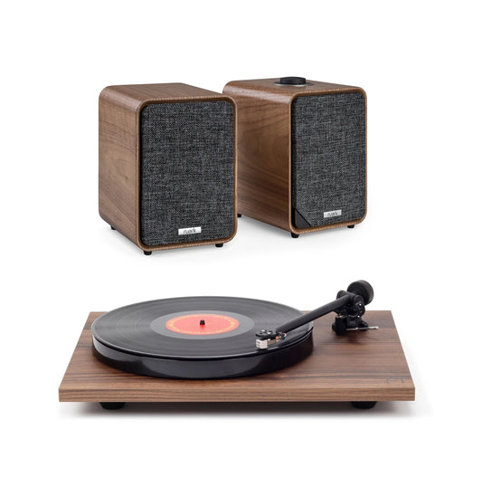 Ruark MR1 Mk3 / Rega Planar 1, Walnut Aktive høyttalere og platespiller