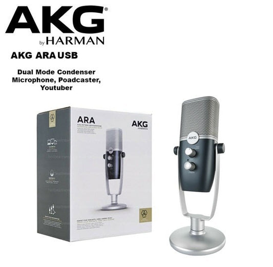 AKG ARA USB-C condenser microphone with dual 24-bit/96kHz sound card